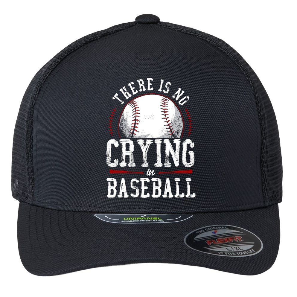 Baseball Fan Vintage There Is No Crying In Baseball Flexfit Unipanel Trucker Cap