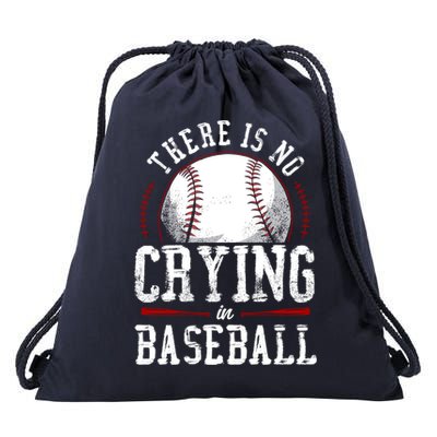 Baseball Fan Vintage There Is No Crying In Baseball Drawstring Bag