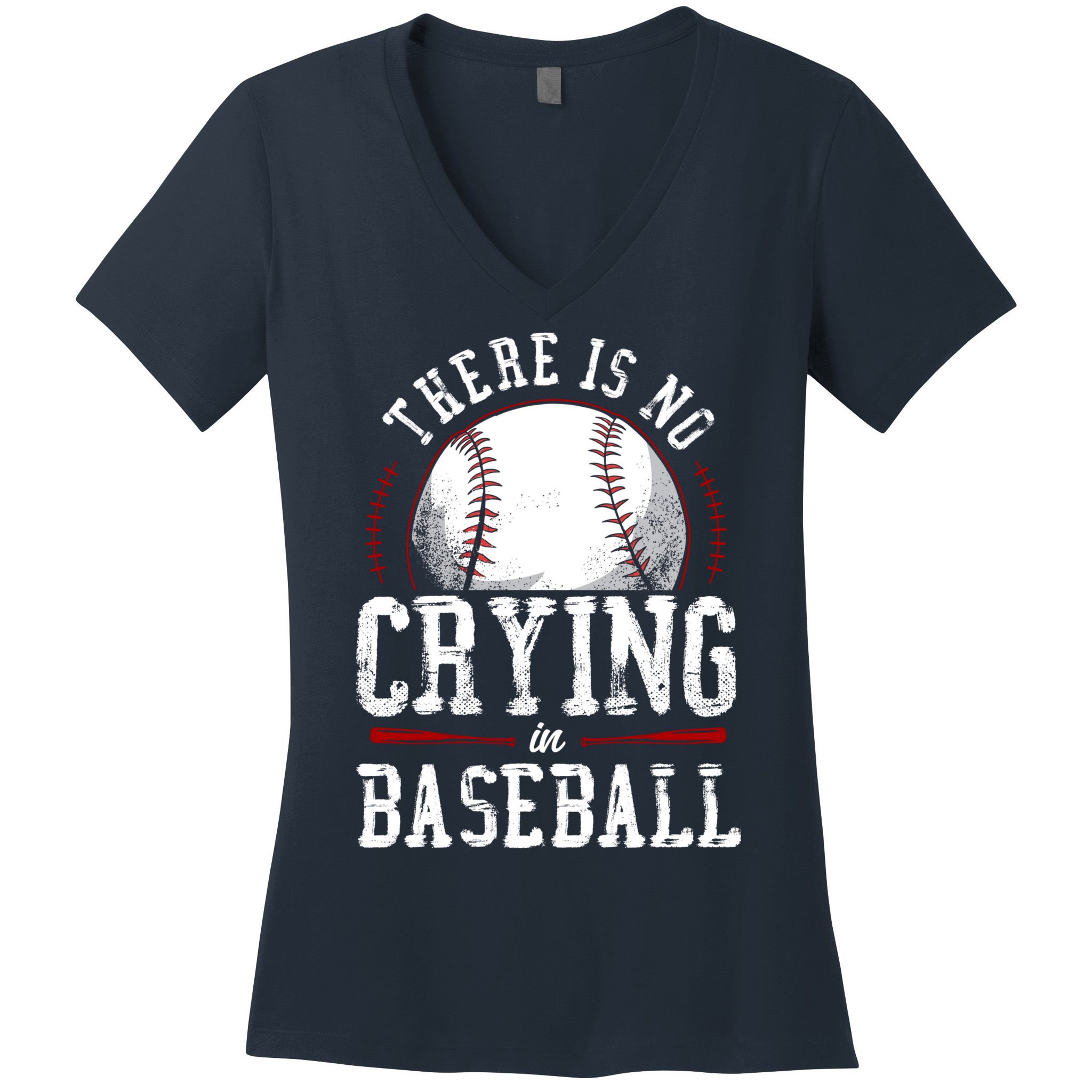 Baseball Fan Vintage There Is No Crying In Baseball Women's V-Neck T-Shirt