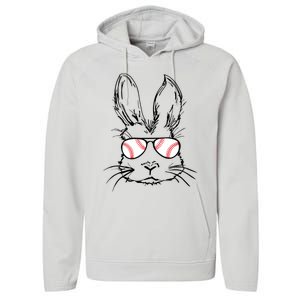 Bunny Face With Baseball Sunglasses Easter Day Gift Performance Fleece Hoodie