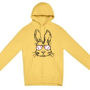 Bunny Face With Baseball Sunglasses Easter Day Gift Premium Pullover Hoodie