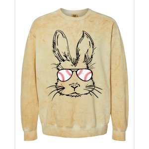 Bunny Face With Baseball Sunglasses Easter Day Gift Colorblast Crewneck Sweatshirt