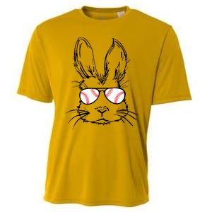 Bunny Face With Baseball Sunglasses Easter Day Gift Cooling Performance Crew T-Shirt