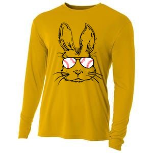 Bunny Face With Baseball Sunglasses Easter Day Gift Cooling Performance Long Sleeve Crew