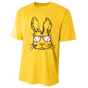 Bunny Face With Baseball Sunglasses Easter Day Gift Performance Sprint T-Shirt