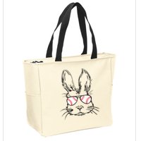 Bunny Face With Baseball Sunglasses Easter Day Gift Zip Tote Bag