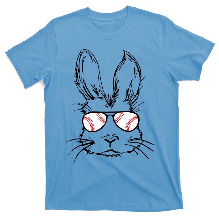 Bunny Face With Baseball Sunglasses Easter Day Gift T-Shirt