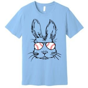 Bunny Face With Baseball Sunglasses Easter Day Gift Premium T-Shirt