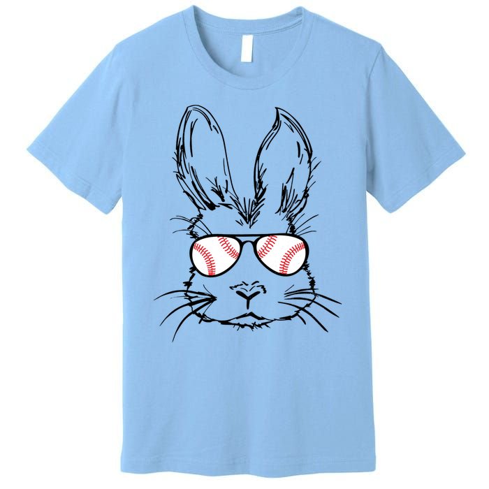 Bunny Face With Baseball Sunglasses Easter Day Gift Premium T-Shirt