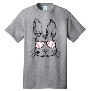 Bunny Face With Baseball Sunglasses Easter Day Gift Tall T-Shirt