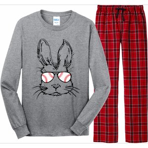 Bunny Face With Baseball Sunglasses Easter Day Gift Long Sleeve Pajama Set