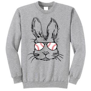 Bunny Face With Baseball Sunglasses Easter Day Gift Tall Sweatshirt