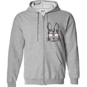 Bunny Face With Baseball Sunglasses Easter Day Gift Full Zip Hoodie