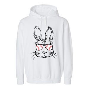 Bunny Face With Baseball Sunglasses Easter Day Gift Garment-Dyed Fleece Hoodie