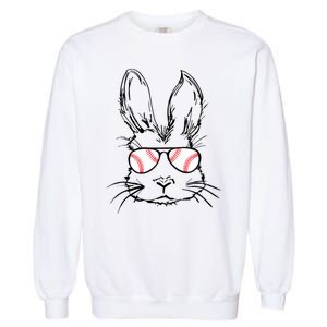 Bunny Face With Baseball Sunglasses Easter Day Gift Garment-Dyed Sweatshirt