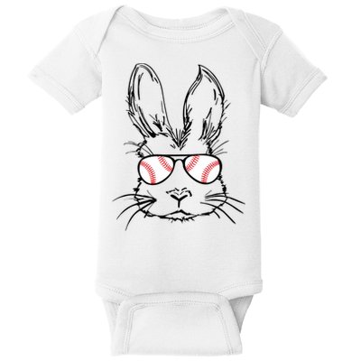 Bunny Face With Baseball Sunglasses Easter Day Gift Baby Bodysuit