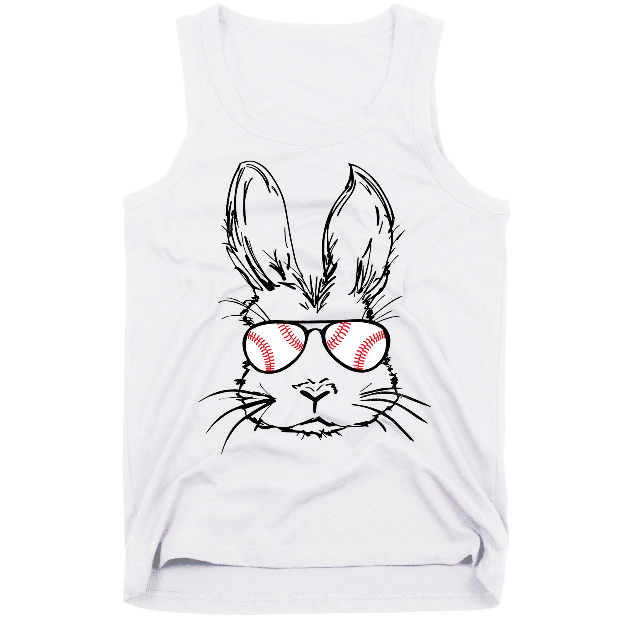 Bunny Face With Baseball Sunglasses Easter Day Gift Tank Top