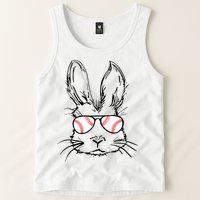 Bunny Face With Baseball Sunglasses Easter Day Gift Tank Top