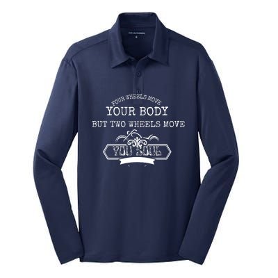 Biker Four Wheels Move Body Two Move Soul Vintage Silk Touch Performance Long Sleeve Polo