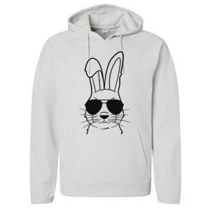 Bunny Face With Sunglasses Easter Day Performance Fleece Hoodie