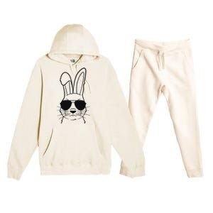 Bunny Face With Sunglasses Easter Day Premium Hooded Sweatsuit Set