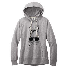 Bunny Face With Sunglasses Easter Day Women's Fleece Hoodie