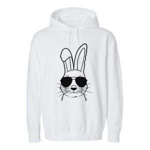 Bunny Face With Sunglasses Easter Day Garment-Dyed Fleece Hoodie