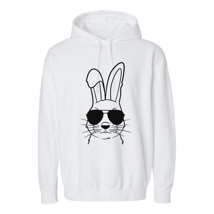 Bunny Face With Sunglasses Easter Day Garment-Dyed Fleece Hoodie