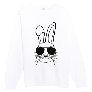 Bunny Face With Sunglasses Easter Day Premium Crewneck Sweatshirt