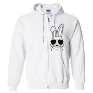 Bunny Face With Sunglasses Easter Day Full Zip Hoodie