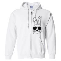 Bunny Face With Sunglasses Easter Day Full Zip Hoodie