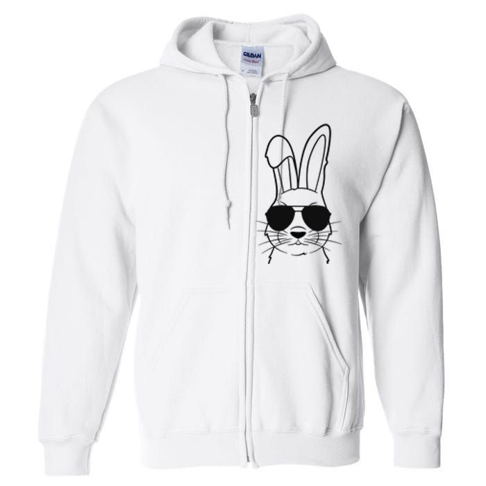 Bunny Face With Sunglasses Easter Day Full Zip Hoodie