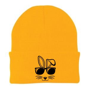 Bunny Face With Sunglasses Easter Day Knit Cap Winter Beanie