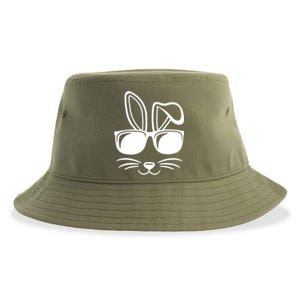 Bunny Face With Sunglasses Easter Day Sustainable Bucket Hat