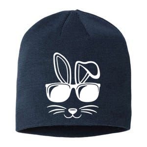 Bunny Face With Sunglasses Easter Day Sustainable Beanie