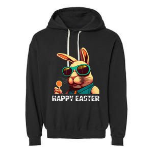 Bunny Face With Sunglasses funny Easter Day Garment-Dyed Fleece Hoodie