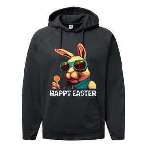 Bunny Face With Sunglasses funny Easter Day Performance Fleece Hoodie