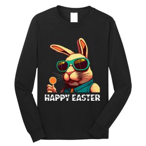 Bunny Face With Sunglasses funny Easter Day Long Sleeve Shirt