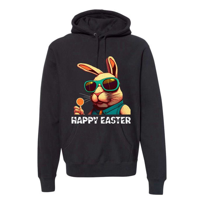 Bunny Face With Sunglasses funny Easter Day Premium Hoodie