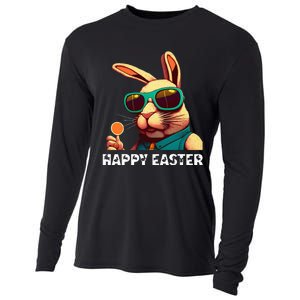 Bunny Face With Sunglasses funny Easter Day Cooling Performance Long Sleeve Crew