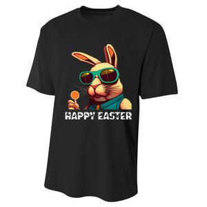 Bunny Face With Sunglasses funny Easter Day Performance Sprint T-Shirt