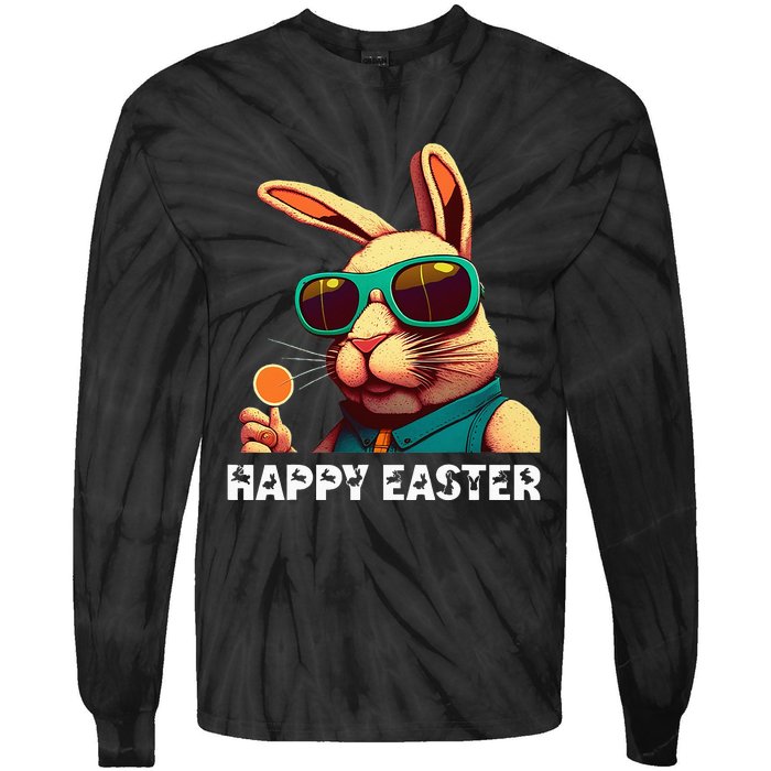 Bunny Face With Sunglasses funny Easter Day Tie-Dye Long Sleeve Shirt