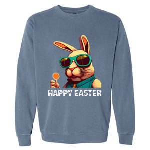 Bunny Face With Sunglasses funny Easter Day Garment-Dyed Sweatshirt