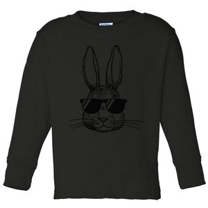 Bunny Face With Sunglasses For Easter Day Toddler Long Sleeve Shirt