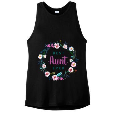 Boho Floral Wreath Best Aunt Ever Ladies PosiCharge Tri-Blend Wicking Tank