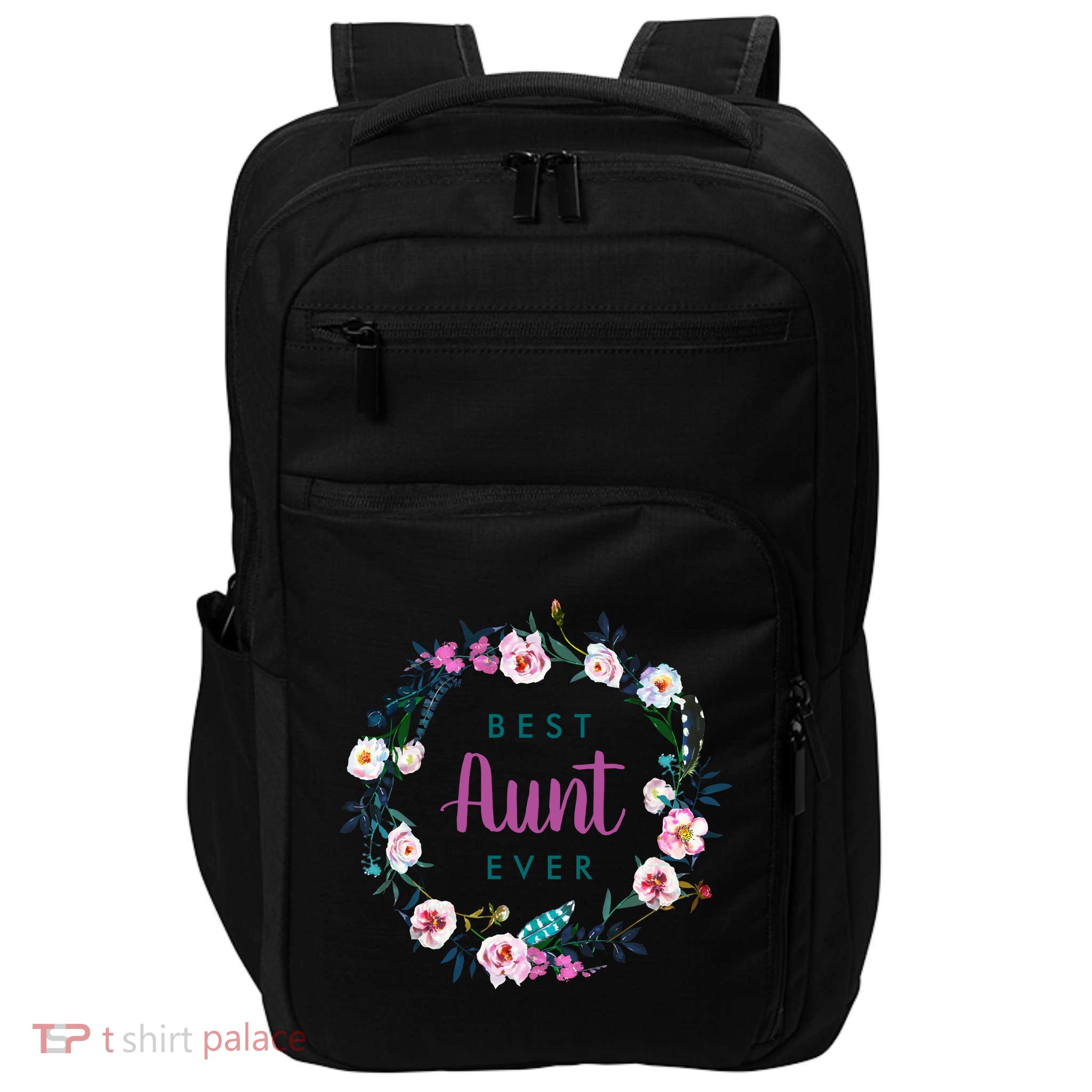 Boho Floral Wreath Best Aunt Ever Impact Tech Backpack
