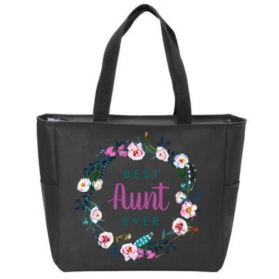 Boho Floral Wreath Best Aunt Ever Zip Tote Bag