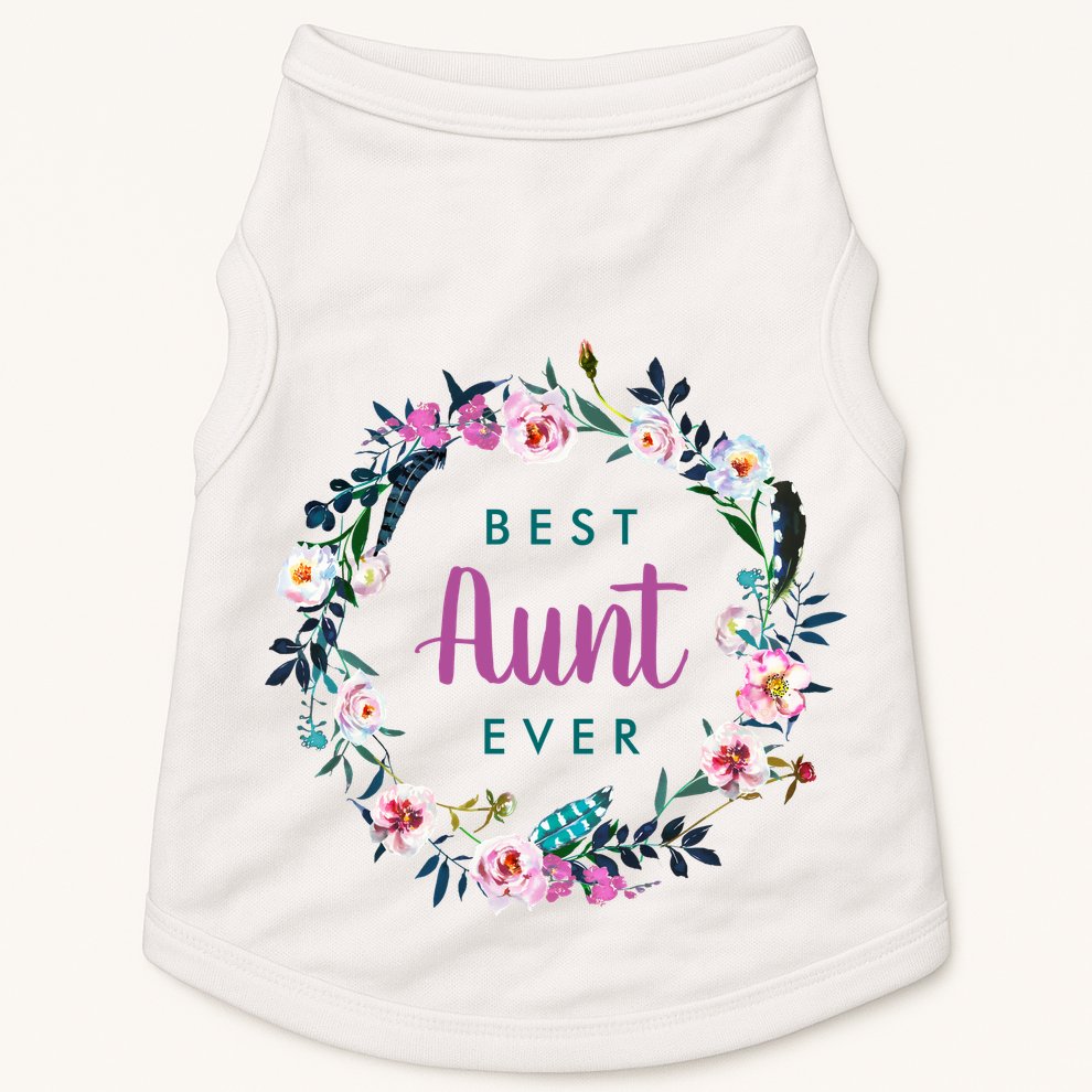 Boho Floral Wreath Best Aunt Ever Doggie Tank