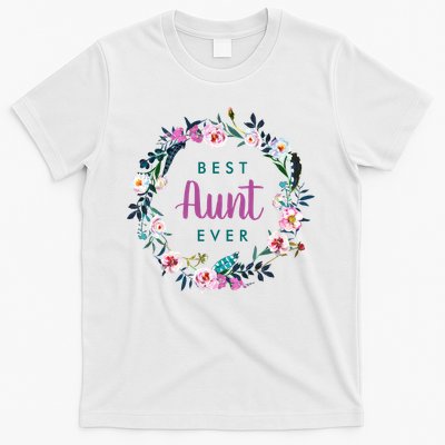 Boho Floral Wreath Best Aunt Ever T-Shirt