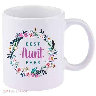 Boho Floral Wreath Best Aunt Ever 11oz C Handle Ceramic Mug